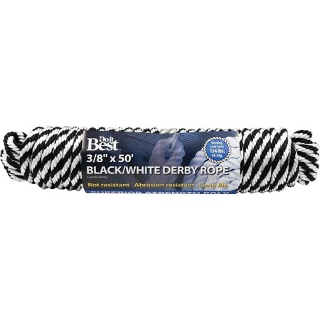 All-Source 3/8 In. x 50 Ft. Black & White Derby Polypropylene Packaged Rope 759878